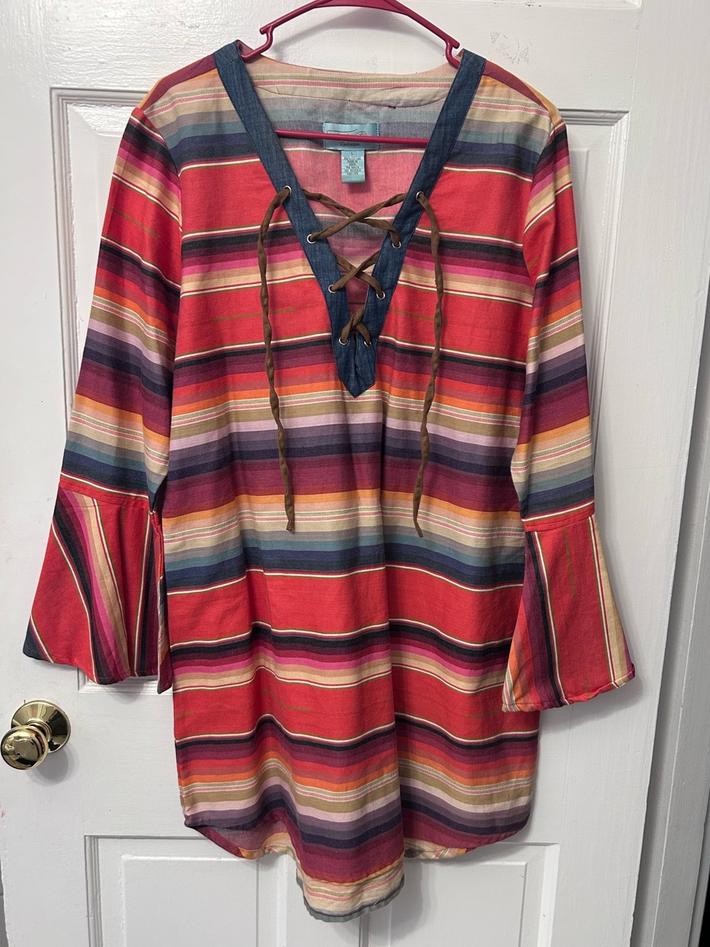 Tasha Polizzi 100% Cotton Lonesome Valley Serape Dress NWOT Size L